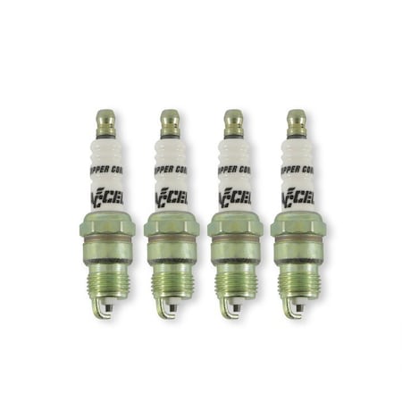 Accel Plugs With Resistor, Copper Electrode Core Material, Copper Electrode Tip Material, Shorty Plug, Set of 4 0574S-4